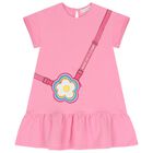 Girls Pink Flower Bag Dress, 2, hi-res
