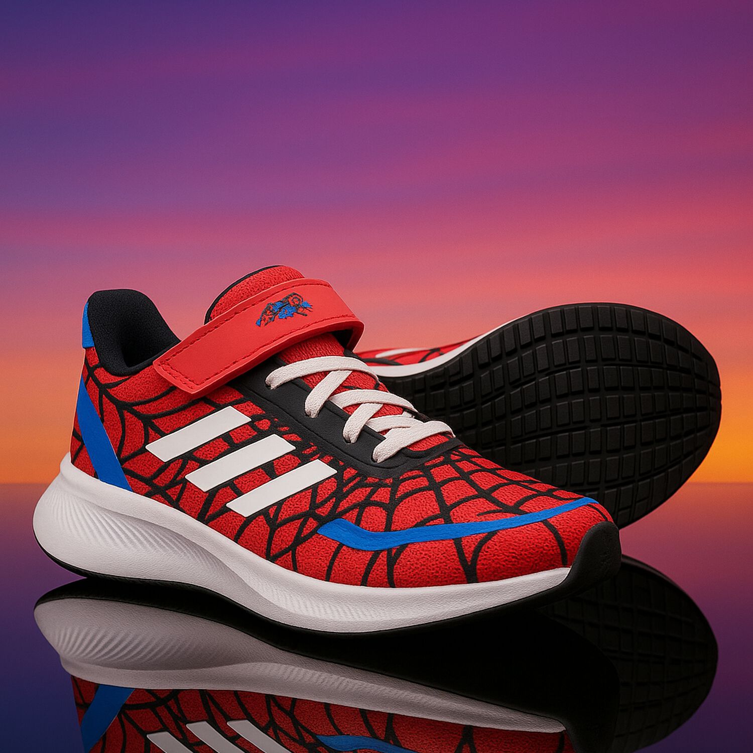 Boys Red Runfalcon Spiderman Trainers, 1, hi-res image number null