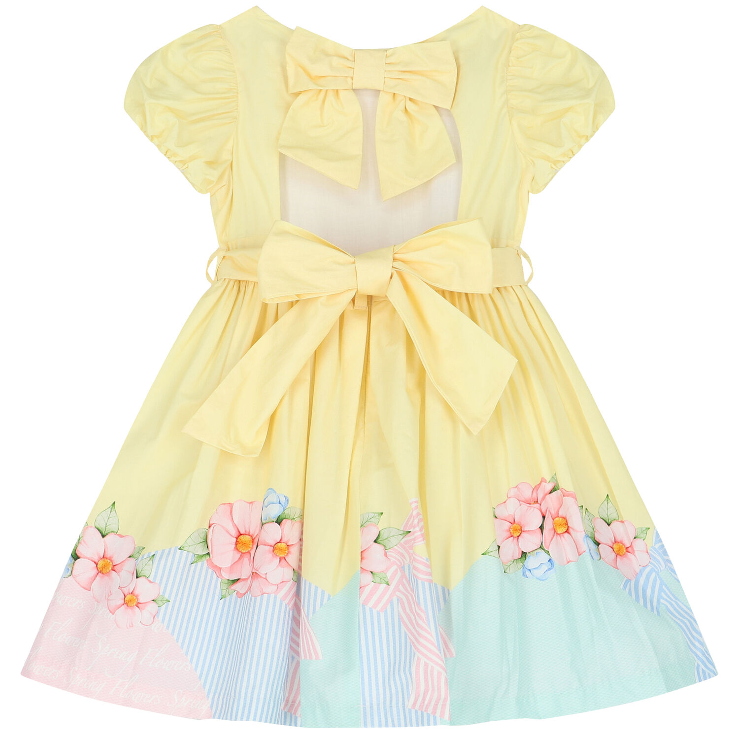 Girls Yellow Floral Dress, 1, hi-res