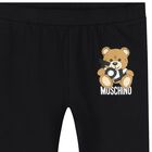 Younger Girls Black Teddy Bear Logo Leggings, 2, hi-res