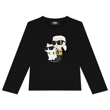 Girls Black Ikonik Long Sleeve Top