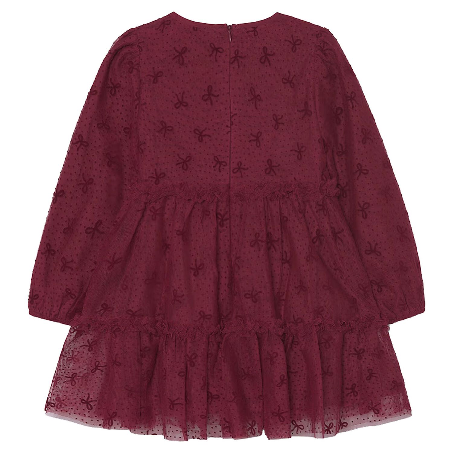 Girls Red Bow & Dot Tulle Dress, 2, hi-res