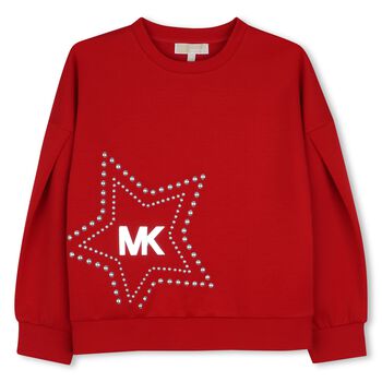 Girls Red Embellished Logo Sweatshirt