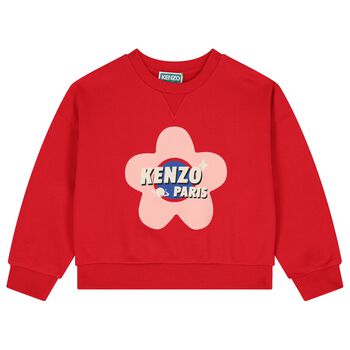 KENZO KIDS Girls Red Logo Sweatshirt, 1 Girls Red Logo Sweatshirt