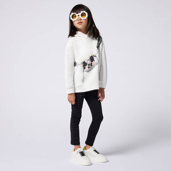 Girls Black Rhinestones Leggings