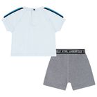 Boys Blue Logo Shorts Set, 1, hi-res