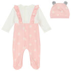 Girls Pink Babygrow & Hat Set, 1, hi-res