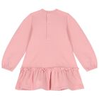 Younger Girls Pink Cat Long Sleeve Dress, 1, hi-res