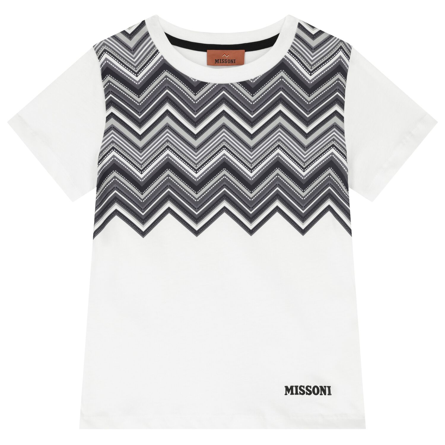 Boys White & Black Zig Zag T-Shirt, 1, hi-res