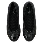 Girls Black Logo Ballerina Shoes, 2, hi-res