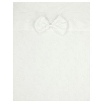 Baby Girls White Satin Bow Blanket