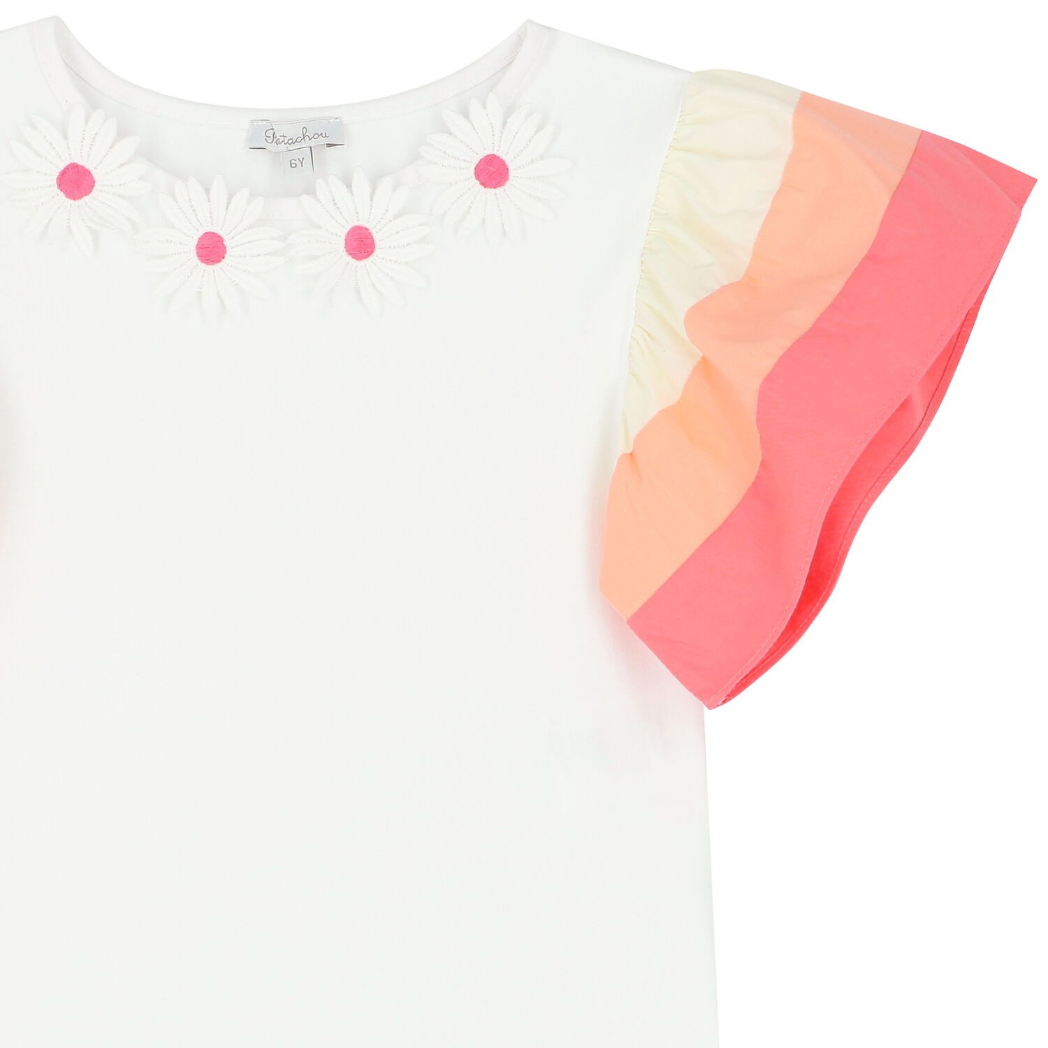 Girls White Flower T-Shirt, 1, hi-res image number null