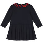 Girls Navy Blue Pleated Dress, 1, hi-res