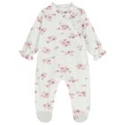 Baby Girls White & Pink Floral Babygrow, 1, hi-res