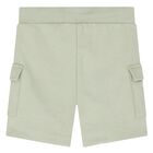 Younger Boys White & Green Logo Shorts Set, 1, hi-res