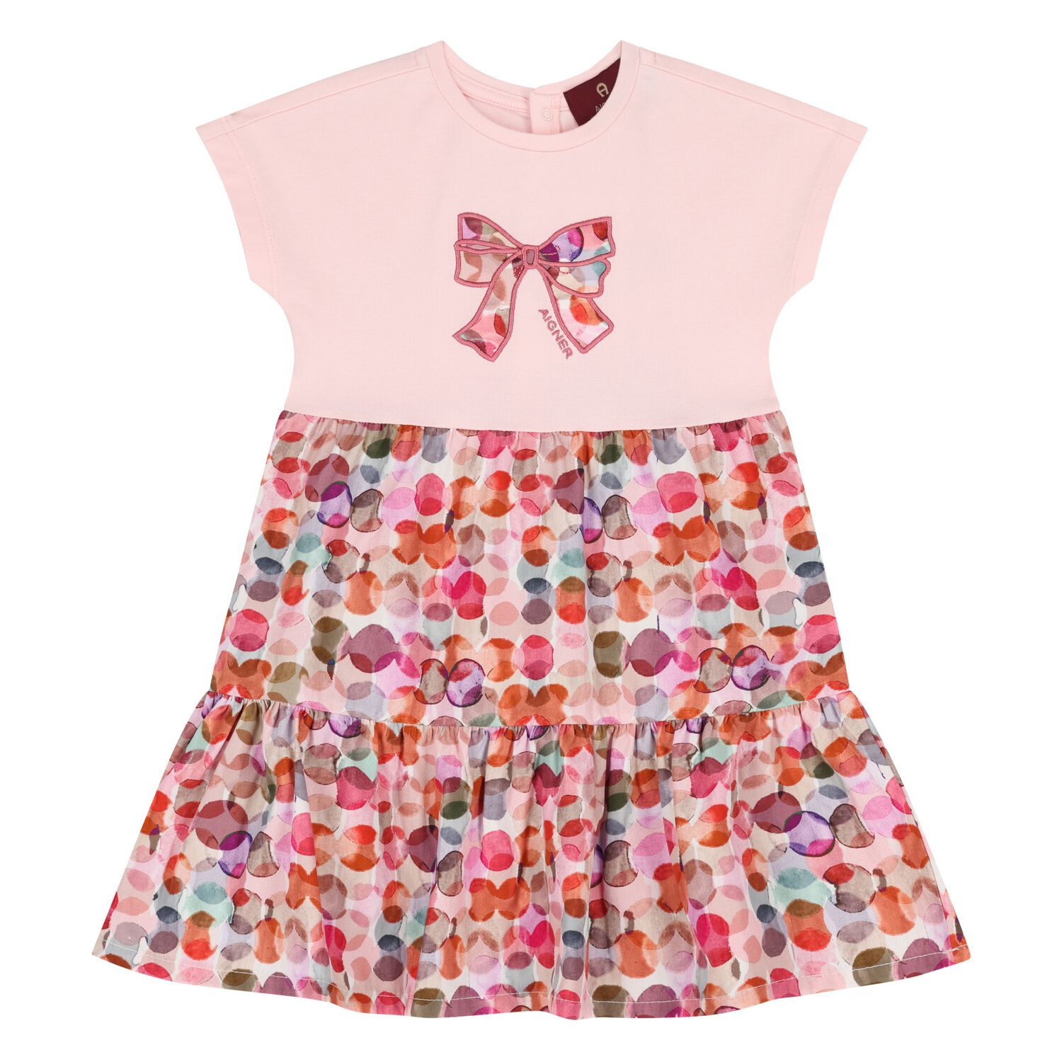 Younger Girls Pink Ribbon Dress, 1, hi-res