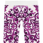 Girls White & Purple Majolica Leggings, 2, hi-res