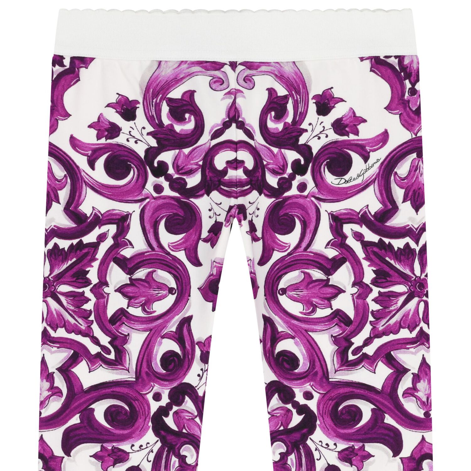 Girls White & Purple Majolica Leggings, 2, hi-res image number null