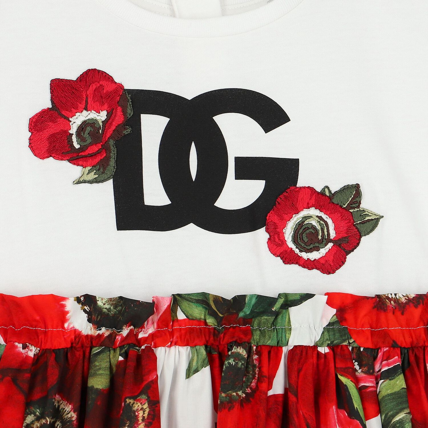 Girls Red & White Floral Dress, 1, hi-res image number null