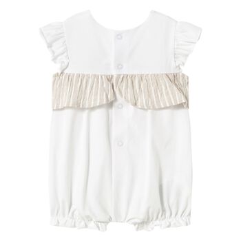 Baby Girls White & Beige Romper