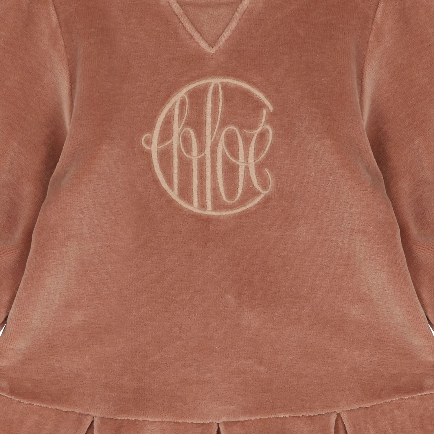 Younger Girls Pink Logo Velour Dress, 1, hi-res