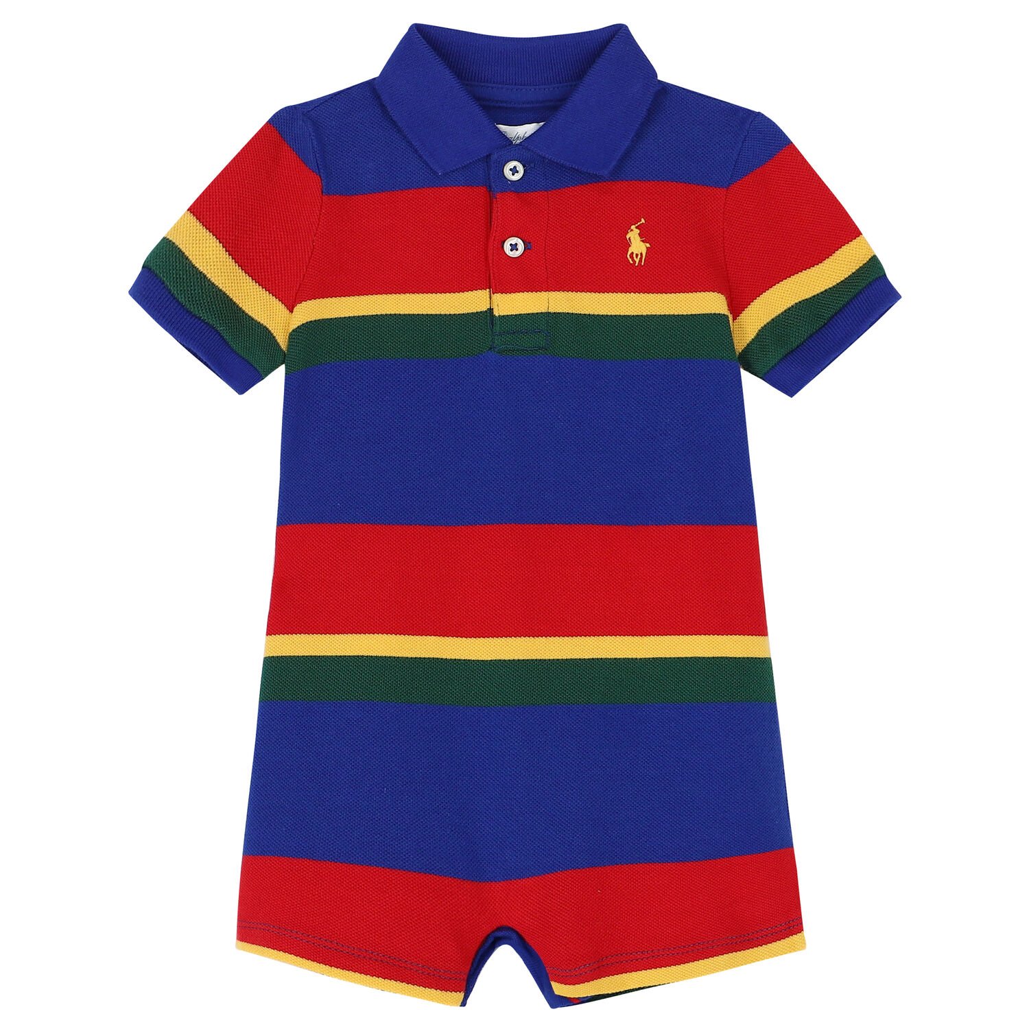 Baby Boys Multi-Colored Striped Logo Romper, 1, hi-res