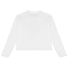 Girls White Logo Long Sleeve Top, 1, hi-res
