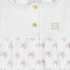 Baby Girls White Bow Logo Babygrow, 1, hi-res