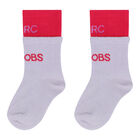 Girls Purple & Pink Logo Socks, 1, hi-res