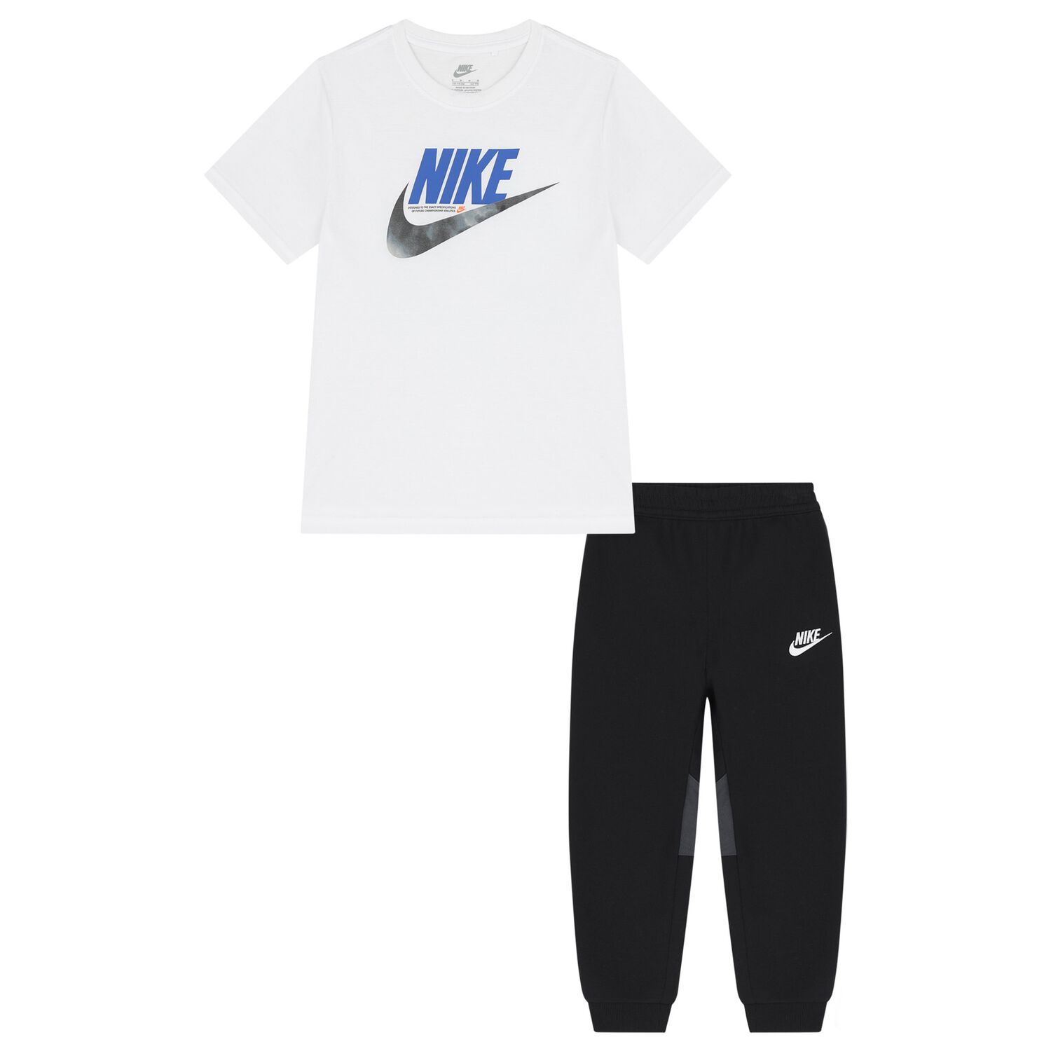 Boys White & Black Logo Trousers Set, 1, hi-res
