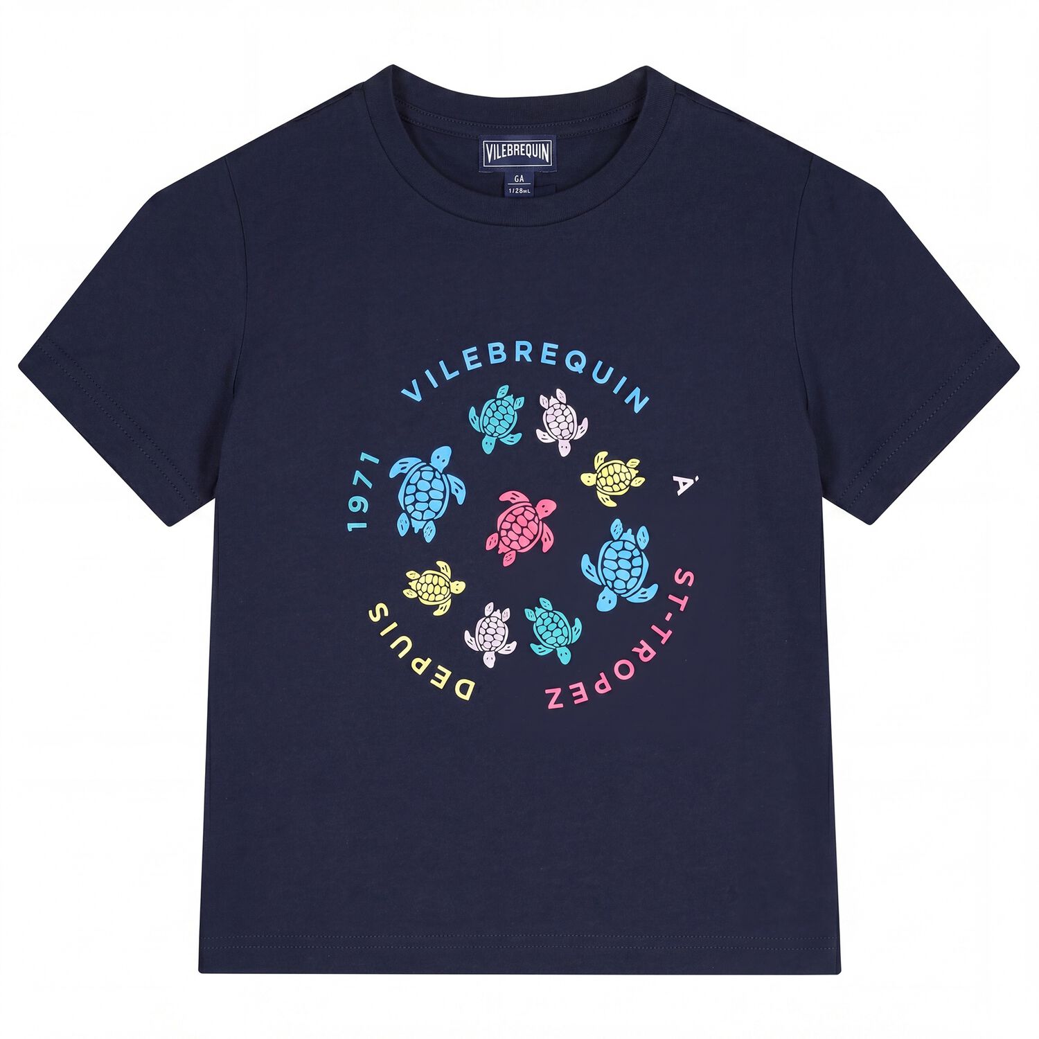 Boys Navy Blue Logo Turtle T-Shirt, 1, hi-res