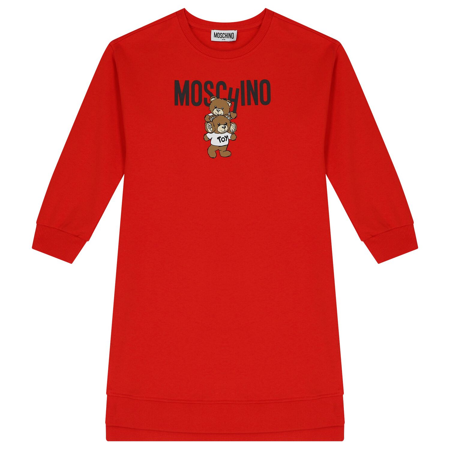 Girls Red Teddy Bear Logo Dress, 2, hi-res image number null