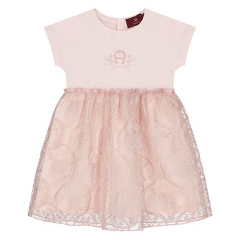 Younger Girls Pink Logo Dress