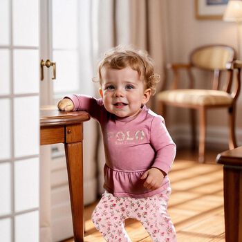 Baby Girls Pink Logo Leggings Set
