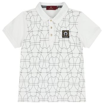 Boys White Logo Polo Shirt
