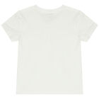 Girls White Jacquard Heart Bow T-Shirt, 1, hi-res