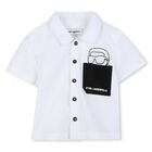 Younger Boys White & Black Logo Shorts Set, 1, hi-res