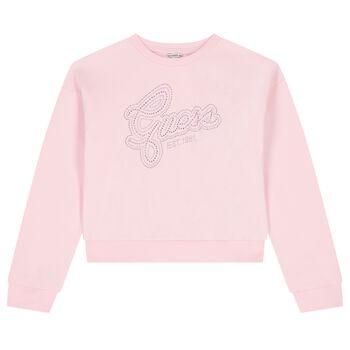 Girls Pink Embellished Logo Sweatshirt