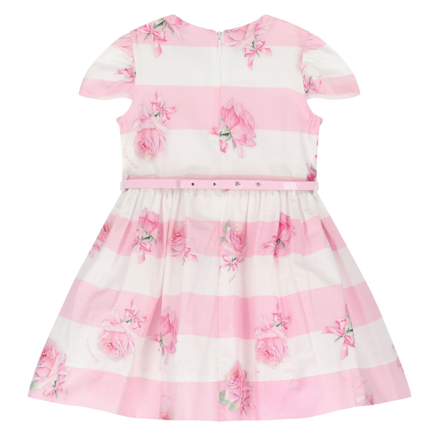Younger Girls White & Pink Rose Dress, 1, hi-res
