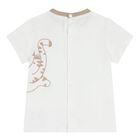 Baby Boys White & Beige Tiger Shorts Set, 1, hi-res