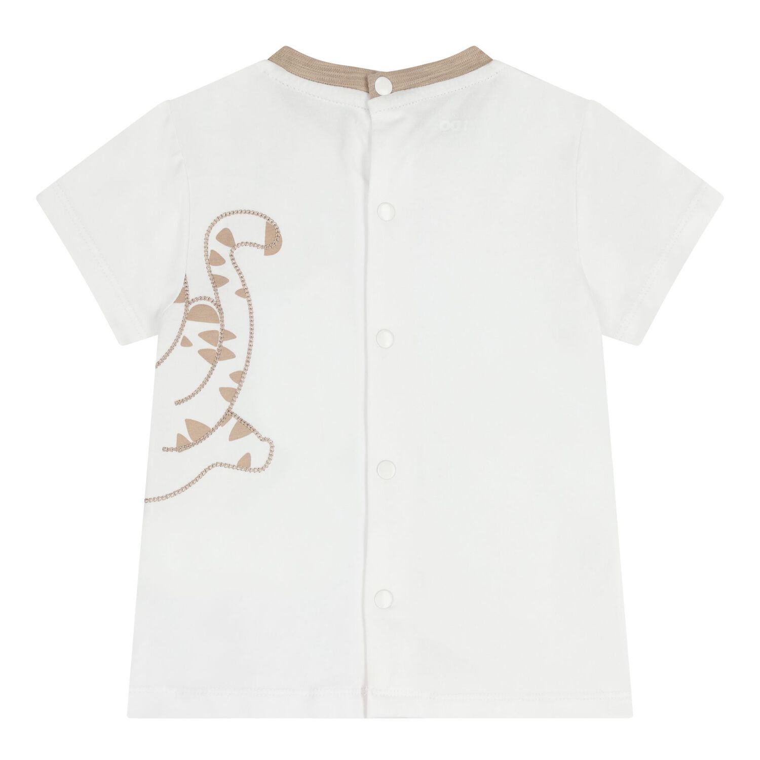 Baby Boys White & Beige Tiger Shorts Set, 1, hi-res