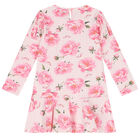 Girls Pink Houndstooth Floral Dress, 1, hi-res