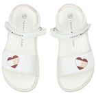 Girls White Heart Logo Sandals, 1, hi-res