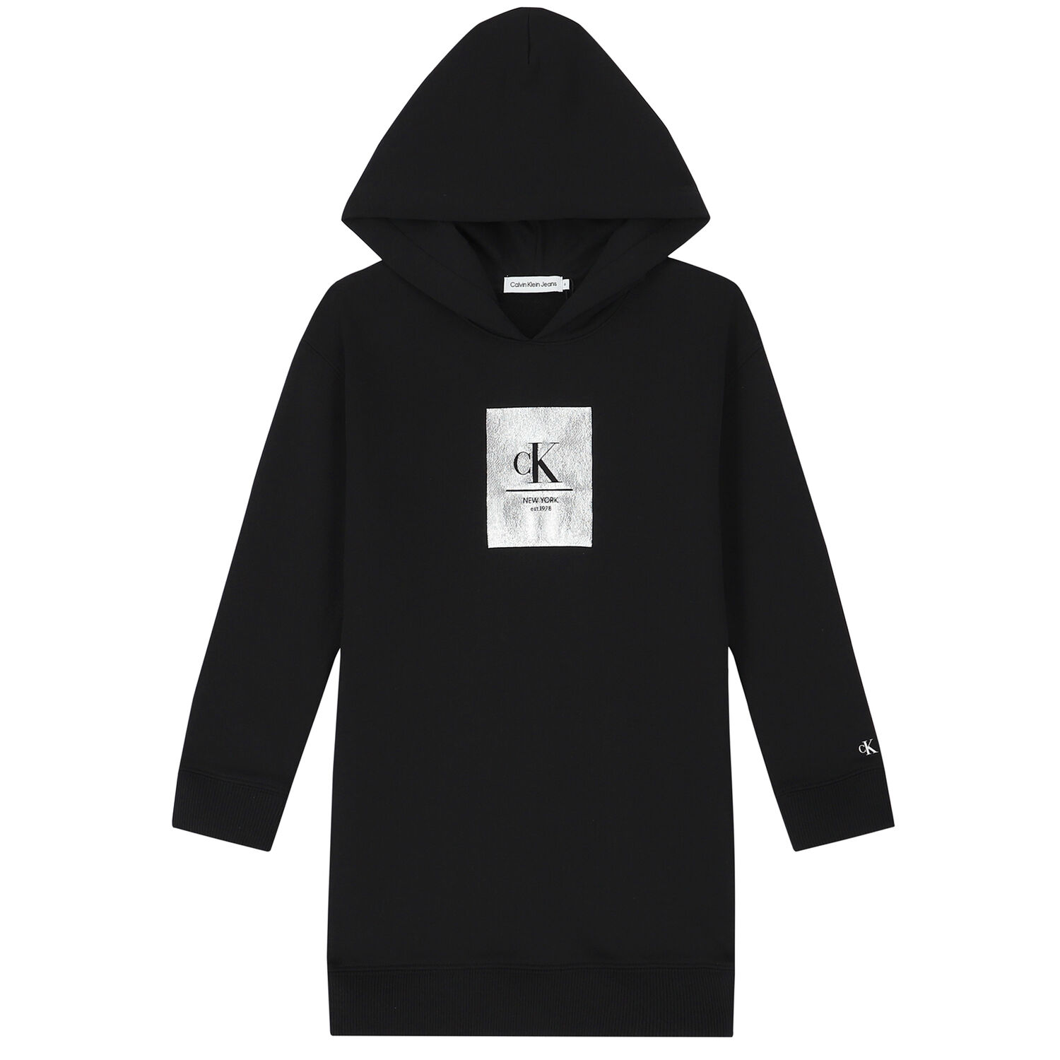 Girls Black Logo Hooded Dress, 1, hi-res image number null