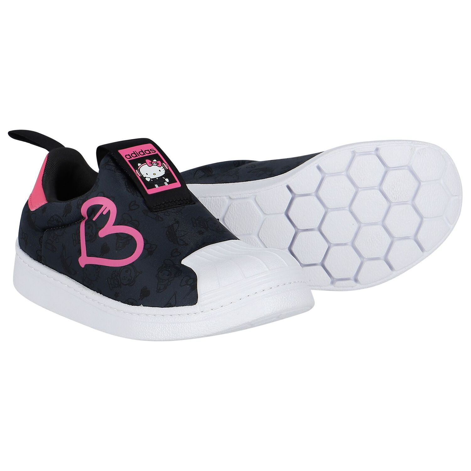 Girls Black & Pink Superstar 360 Trainers, 1, hi-res