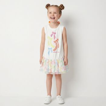 Girls White Bow Dress