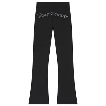 Girls Black Crystal Embellished Diamant&eacute; Logo Flared Leggings