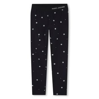 Girls Black Daisy Logo Leggings