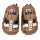 Baby Boys Beige Logo Sandals, 2, hi-res