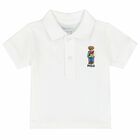 Baby Boys White Logo Polo Shirt, 1, hi-res